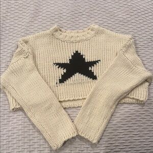 Edikted Cream Knit Sweater with Black Star